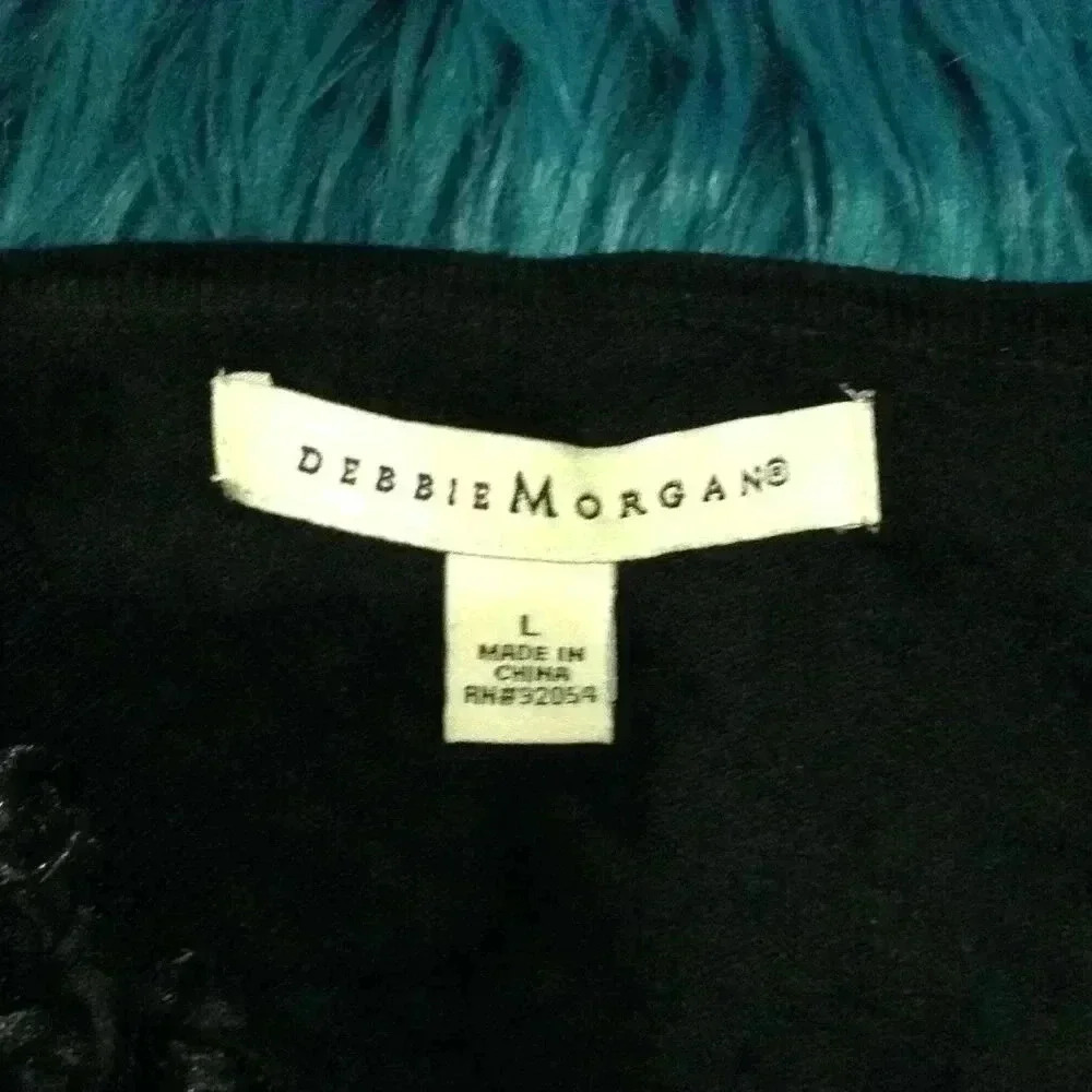Debbie Morgan BLACK Embellished Cardigan - L. Festive, Demure, Rosettes, Classy - Picture 5 of 6